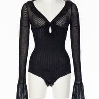 FETICO(フェティコ)のLACE KNIT CUT-OUT BODYSUIT BLACKの通販
