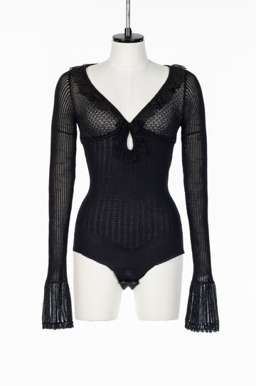 FETICO(フェティコ)のLACE KNIT CUT-OUT BODYSUIT BLACKの通販