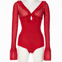 FETICO(フェティコ)のLACE KNIT CUT-OUT BODYSUIT REDの通販｜PALETTE