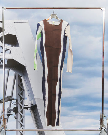 kotohayokozawa  GRAPHIC DRESS(BROWN)