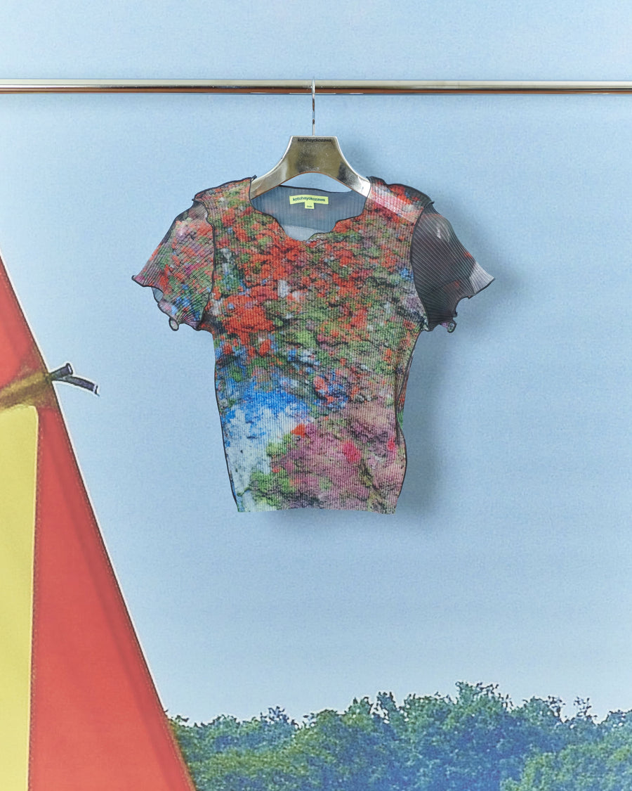 kotohayokozawa(コトハヨコザワ)のSHEER GRAPHIC TINY TOP PINK DUSTの