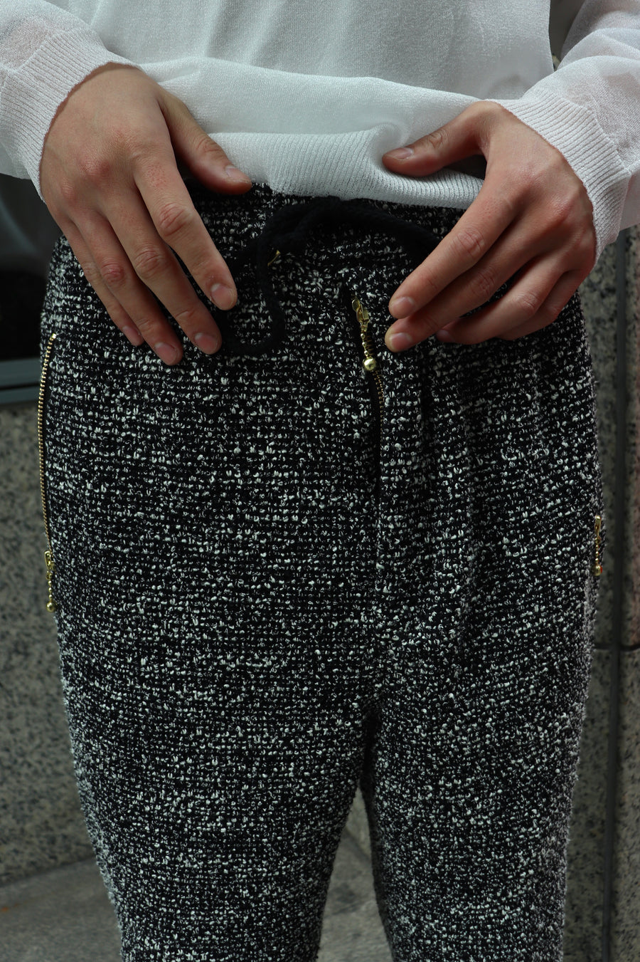 Taiga Igari  Tweed Untech Pants(BLACK)