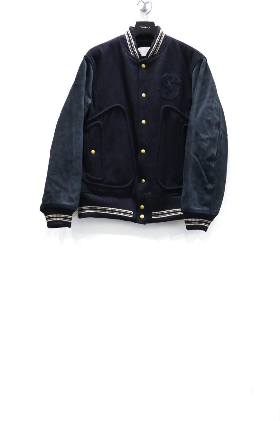 SUGARHILL  LEATHER STUDIUM JACKET(NAVY)