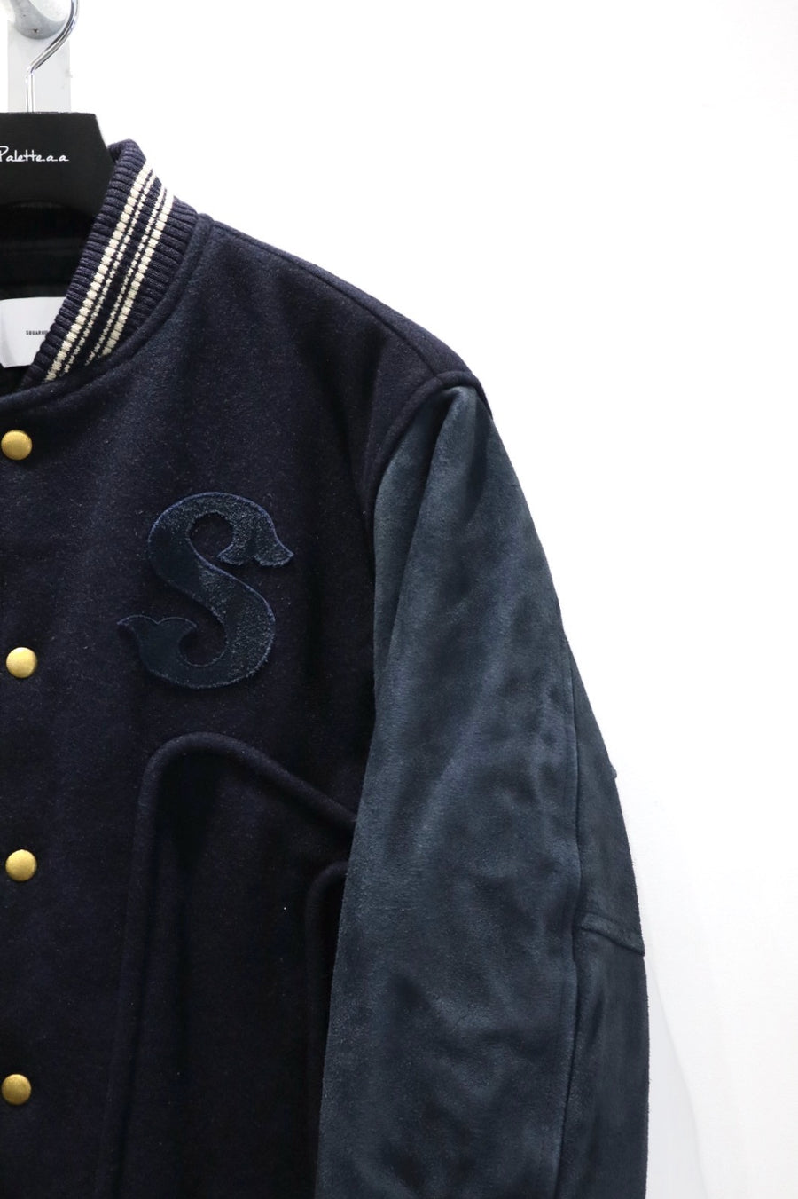 SUGARHILL  LEATHER STUDIUM JACKET(NAVY)