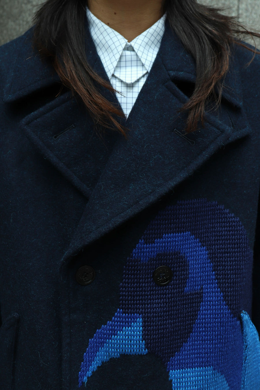 SHINYAKOZUKA  P(ENGUIN) COAT WITH EMBROIDERY