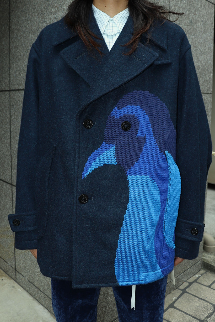 SHINYAKOZUKA  P(ENGUIN) COAT WITH EMBROIDERY