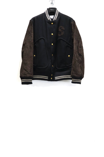 SUGARHILL  LEATHER STUDIUM JACKET(BLACK × BROWN)