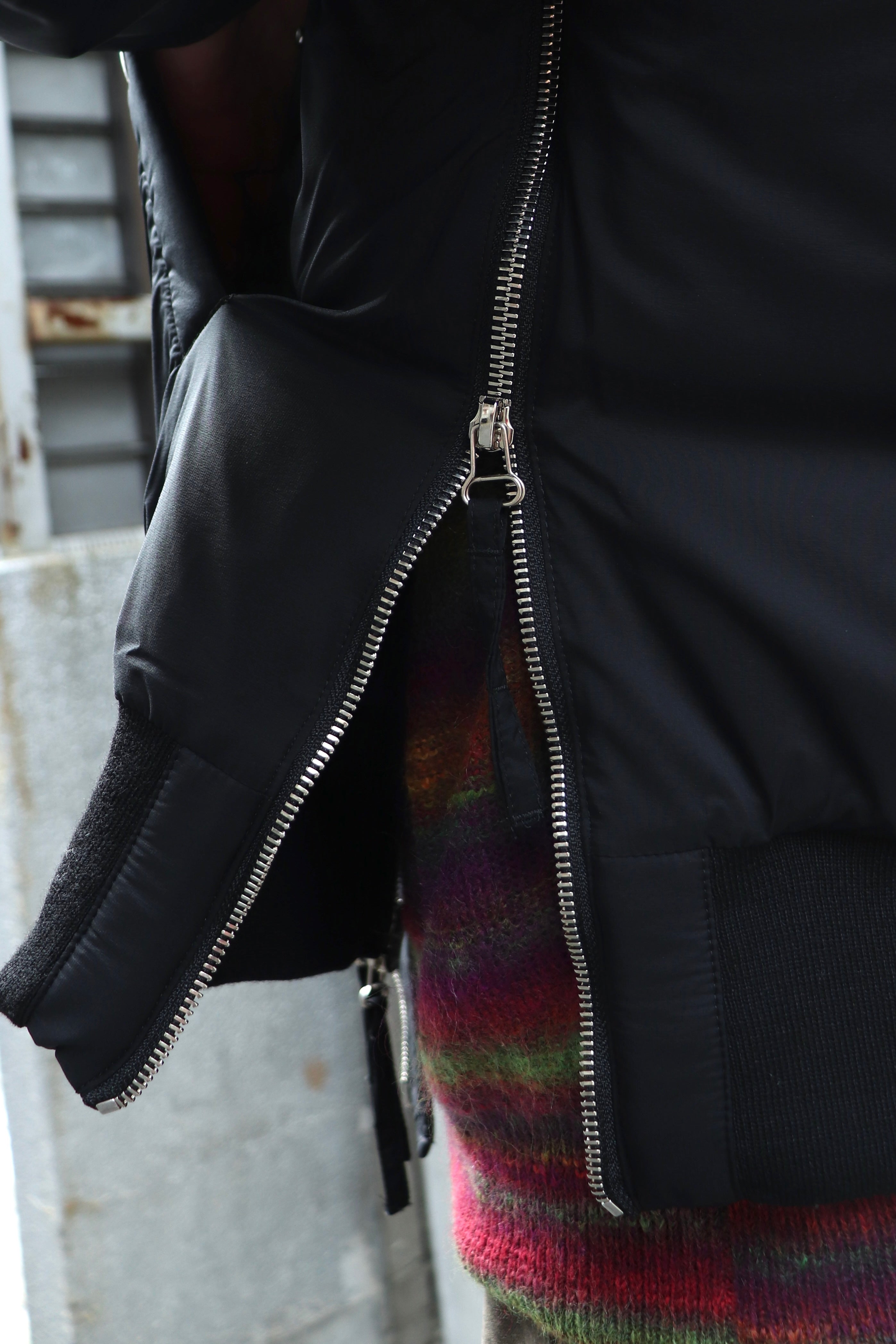 John Mason Smith's NYLON Taffeta Hoodie Ma-1 Jacket Black mail