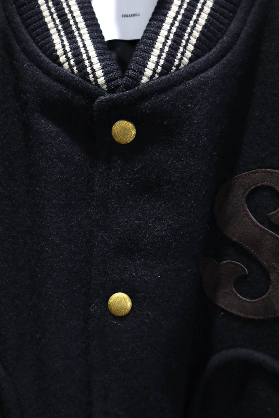 SUGARHILL  LEATHER STUDIUM JACKET(BLACK × BROWN)