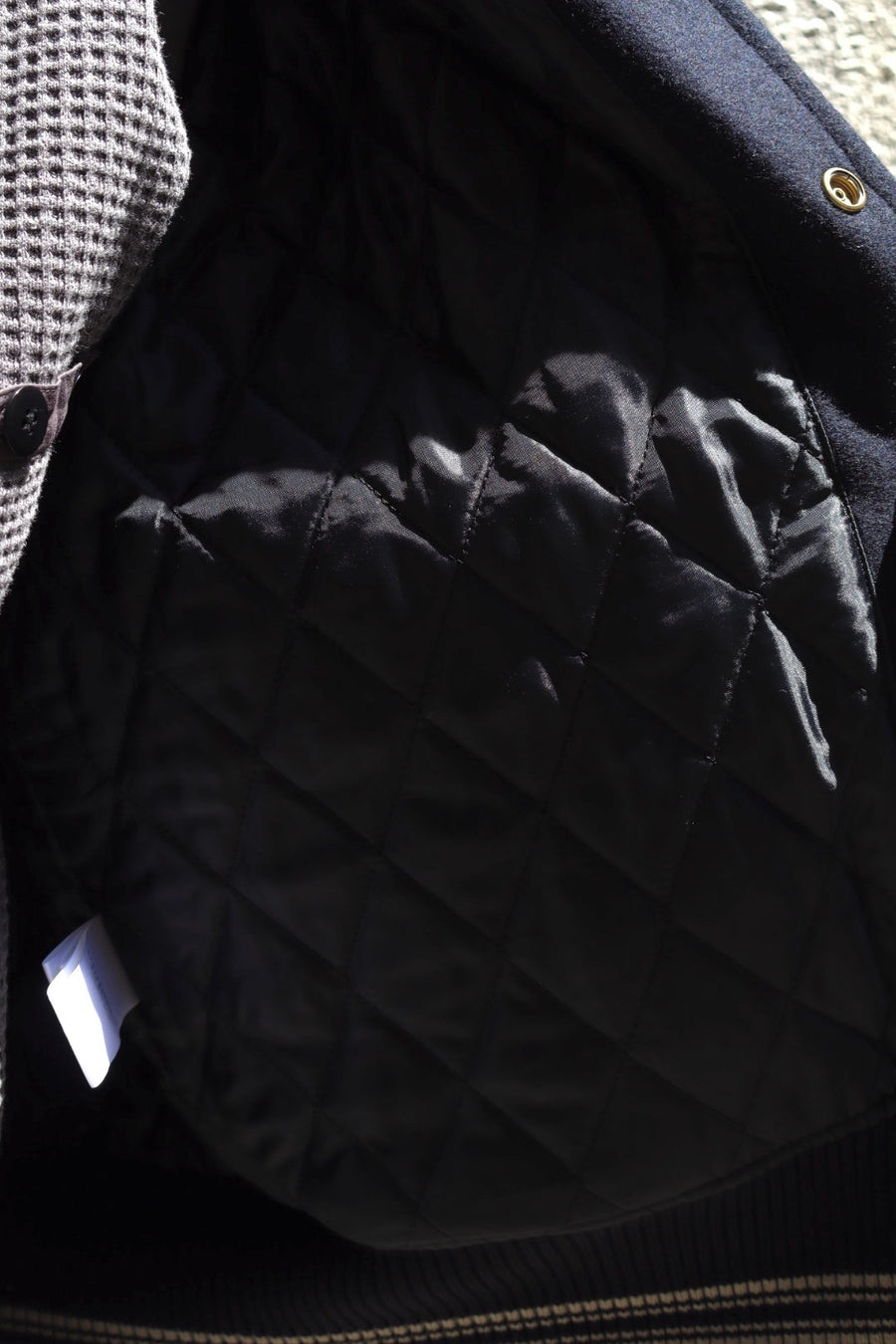 SUGARHILL  LEATHER STUDIUM JACKET(NAVY)