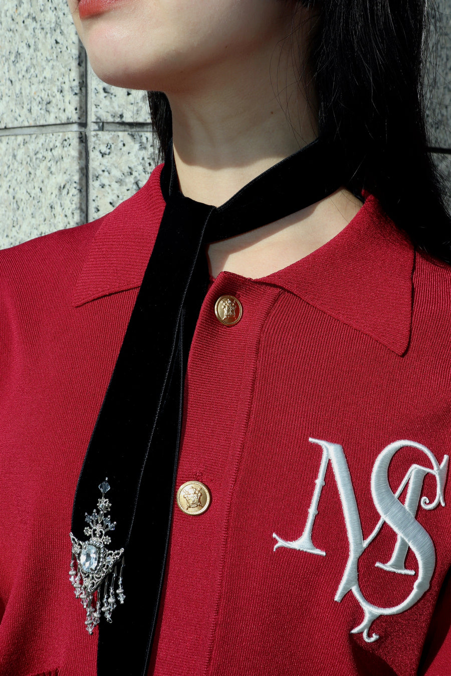 MASU  M.S. CREST CARDIGAN(RED)