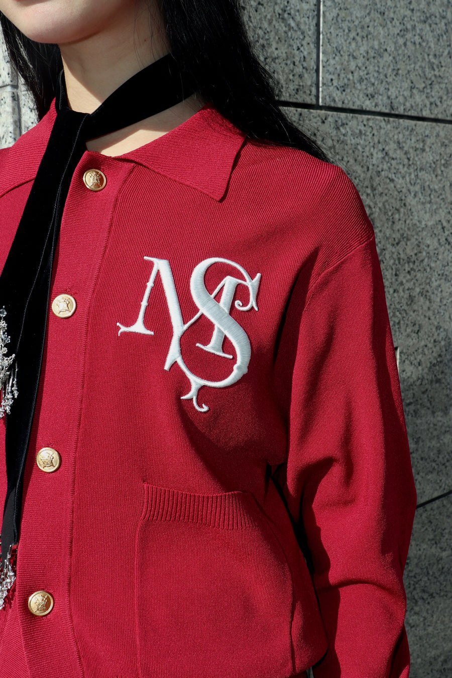 MASU  M.S. CREST CARDIGAN(RED)