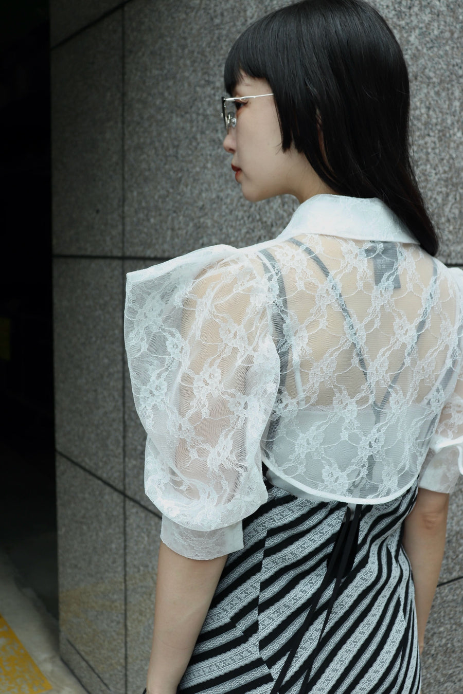SHIORI MIKATA  over collar shirt bolero(WHITE)