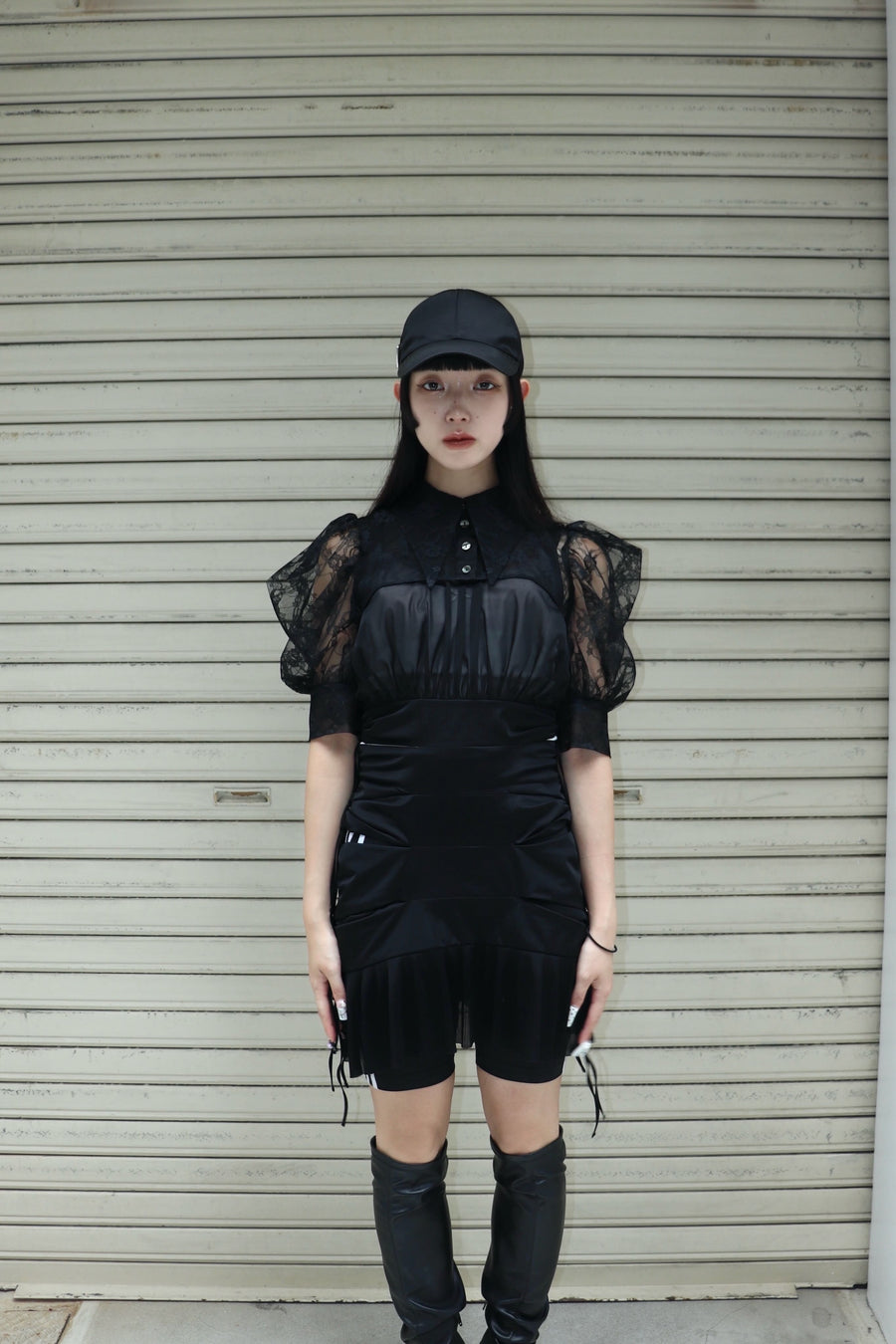 SHIORI MIKATA  over collar shirt bolero(BLACK)