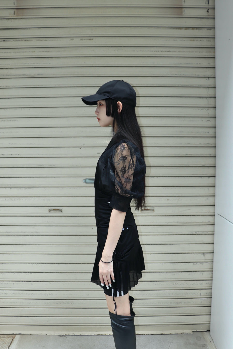 SHIORI MIKATA  over collar shirt bolero(BLACK)