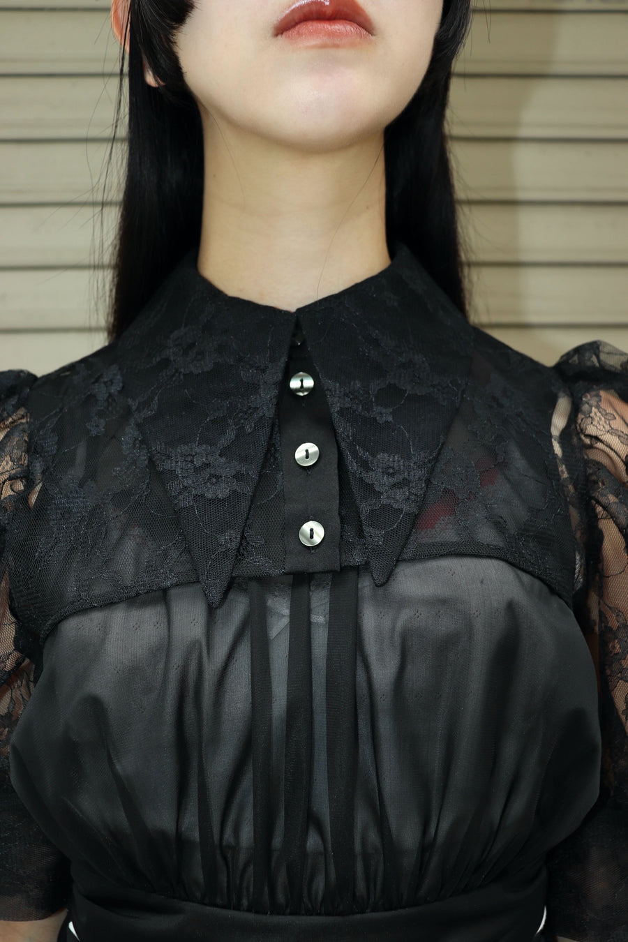 SHIORI MIKATA  over collar shirt bolero(BLACK)