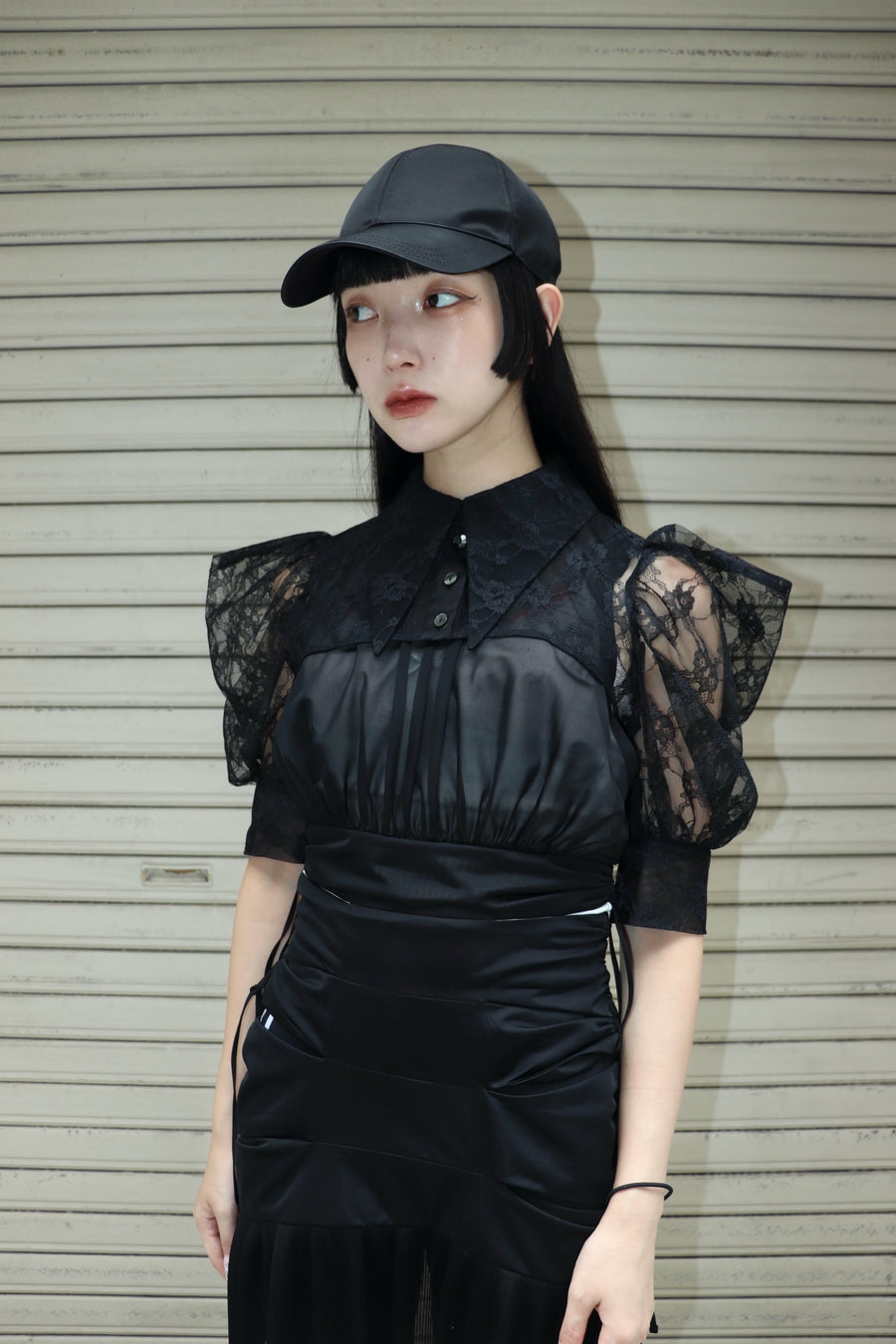 SHIORI MIKATA  over collar shirt bolero(BLACK)