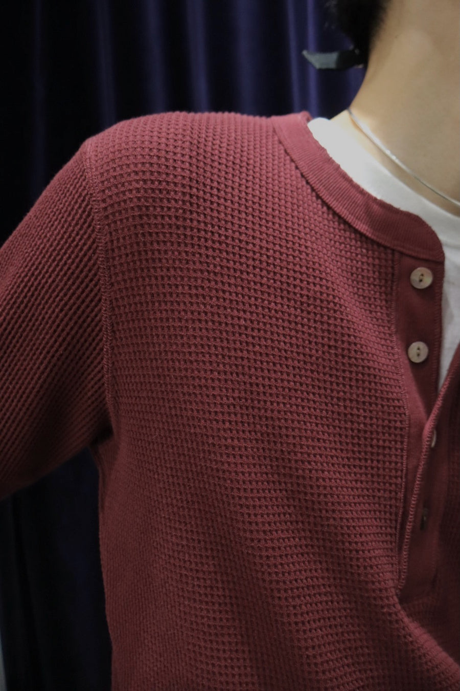 Urig 2025aw 4B HENRYNECK WAFFLE LS(BORDEAUX)