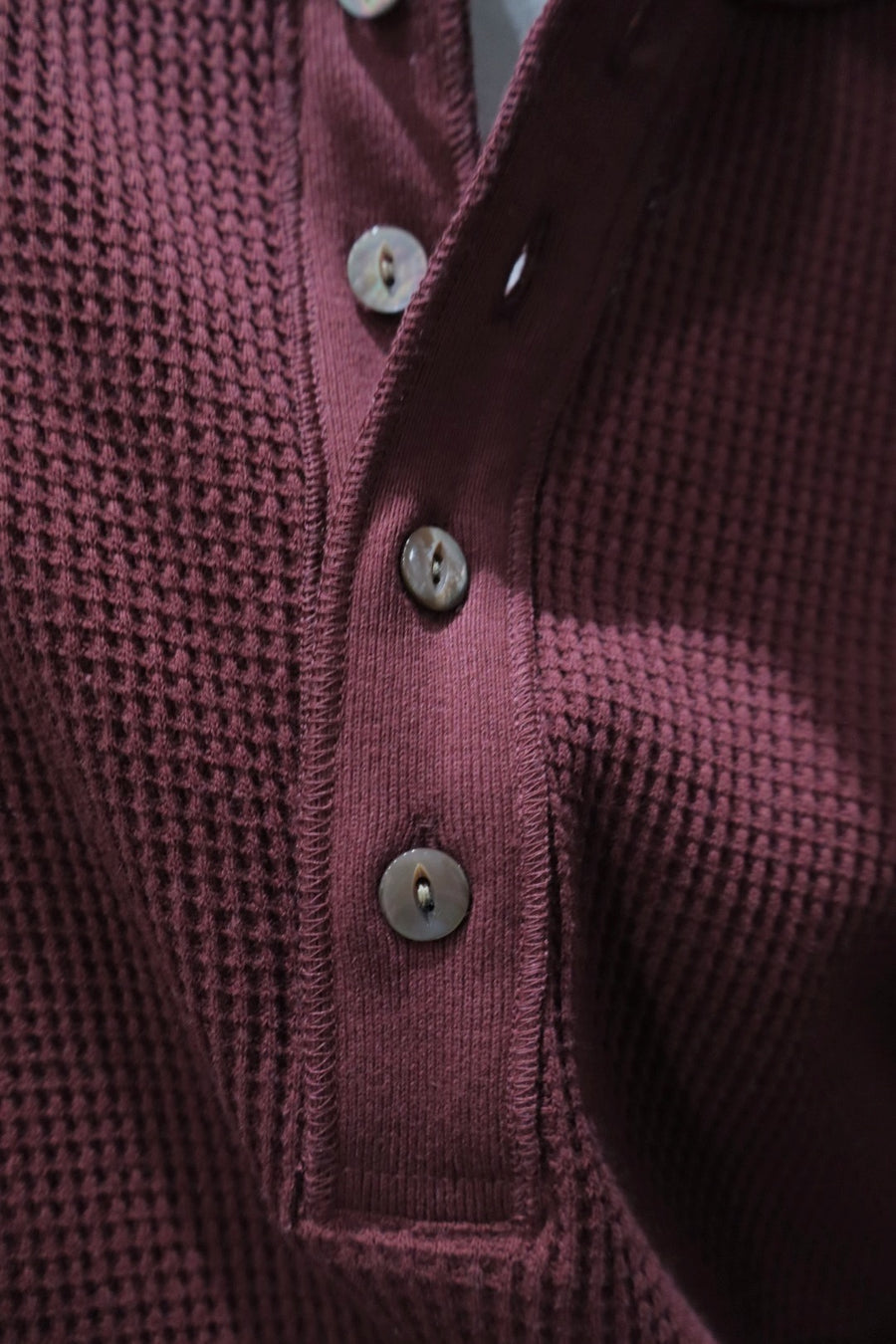 Urig 2025aw 4B HENRYNECK WAFFLE LS(BORDEAUX)