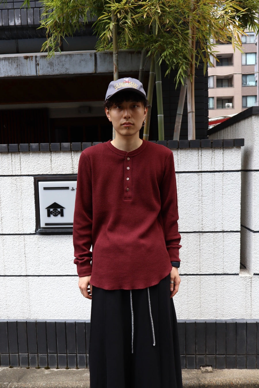 Urig 2025aw 4B HENRYNECK WAFFLE LS(BORDEAUX)