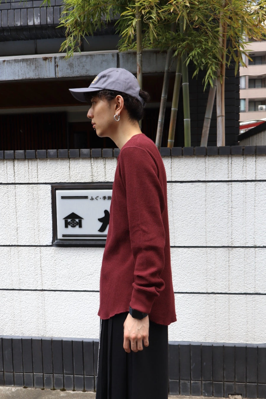 Urig 2025aw 4B HENRYNECK WAFFLE LS(BORDEAUX)