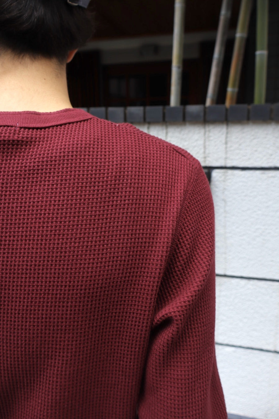 Urig 2025aw 4B HENRYNECK WAFFLE LS(BORDEAUX)