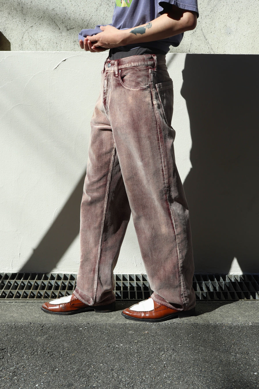 soe  Faded Corduroy 5PKT Trousers(BURGUNDY)