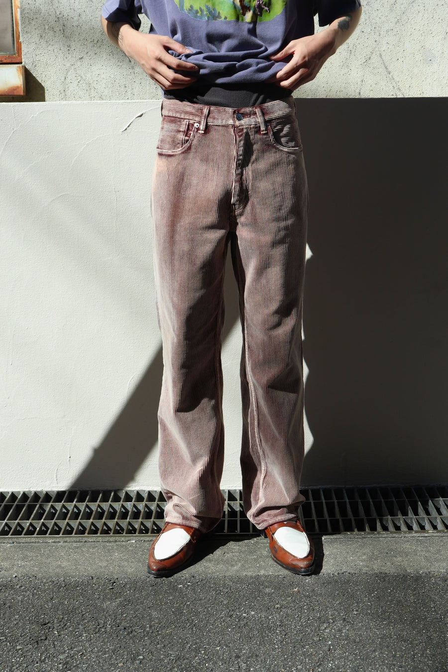 soe  Faded Corduroy 5PKT Trousers(BURGUNDY)