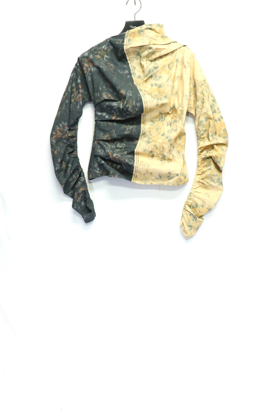 GANNI  Printed Stretch Cotton Ruched Top