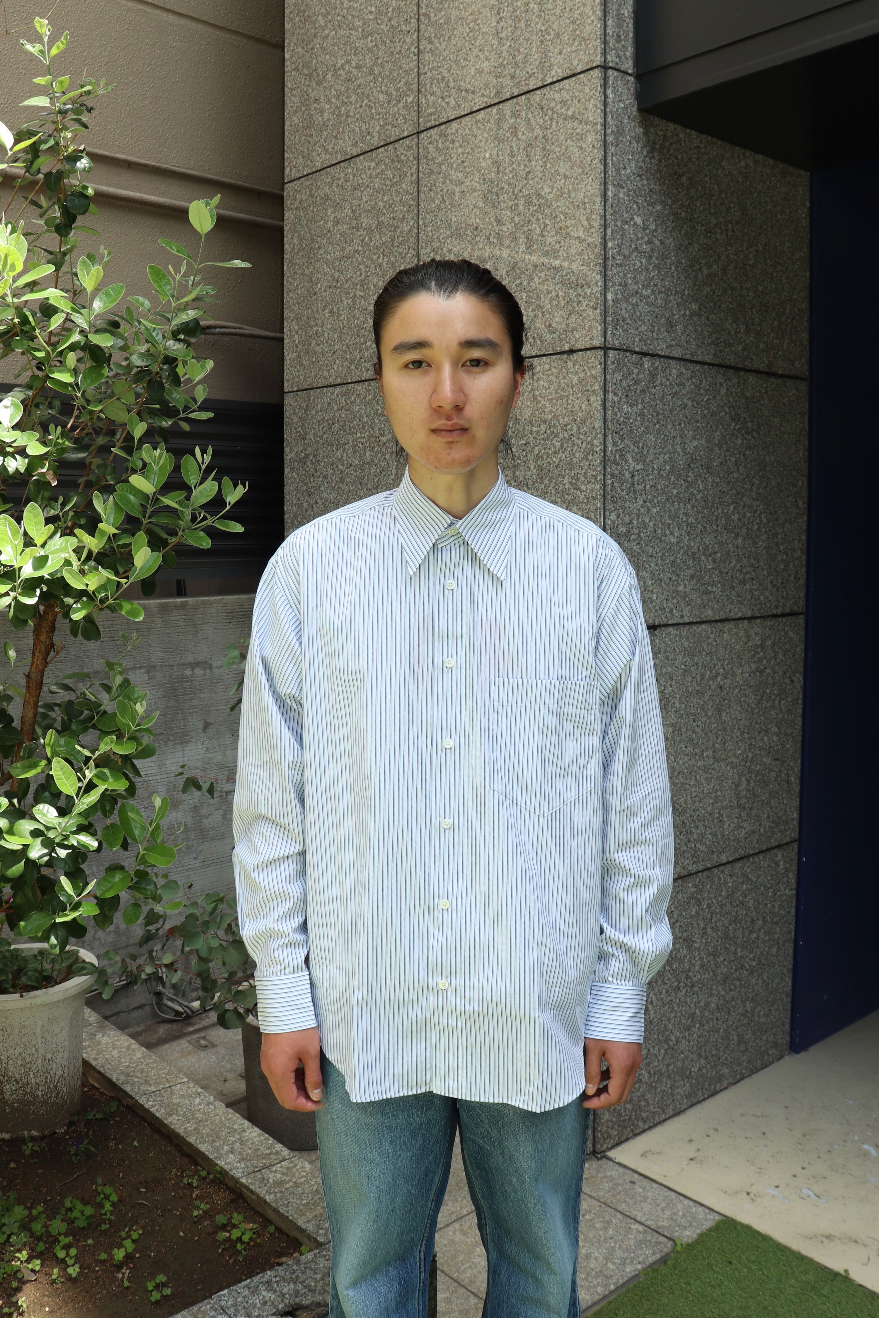 LITTLEBIG(リトルビッグ)のStripe Open SH White(ストライプシャツ)の