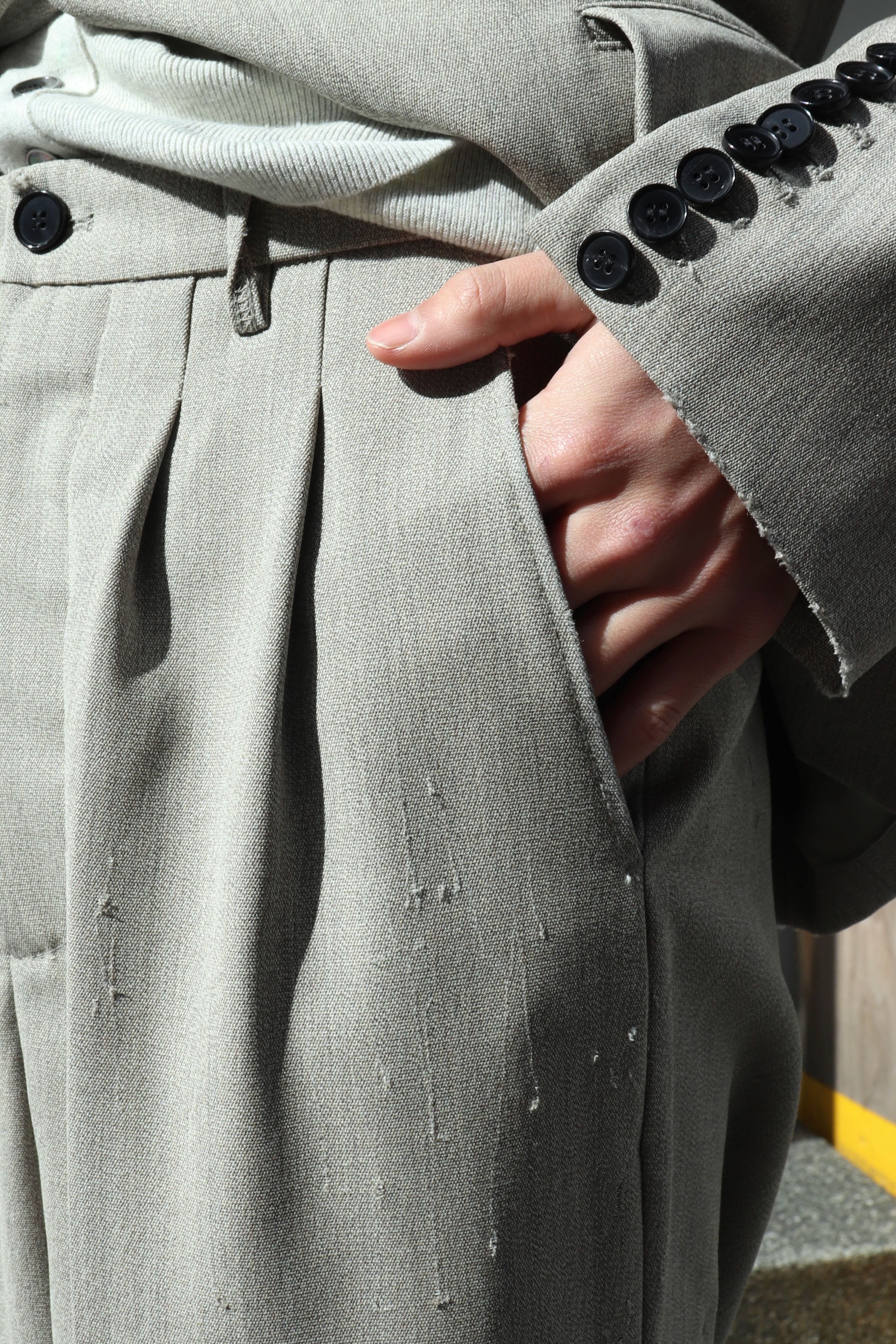 MASU(エムエーエスユー)のAGED CANVAS WIDE TROUSERS WHITE BIRCHの