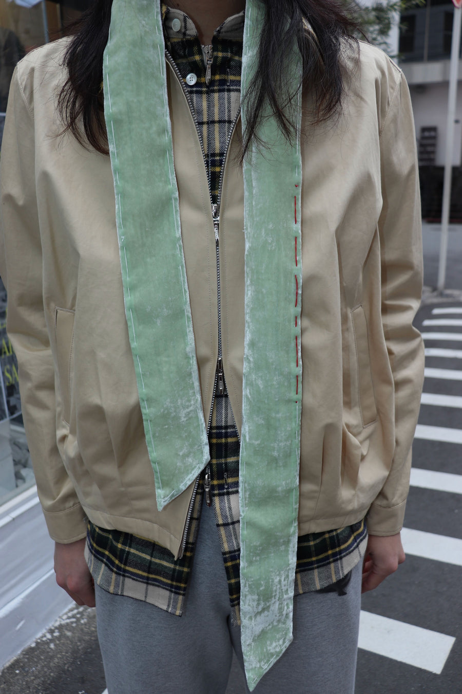 MASU(エムエーエスユー)のUNEVEN VELVET SCARF MELON(スカーフ)の通販