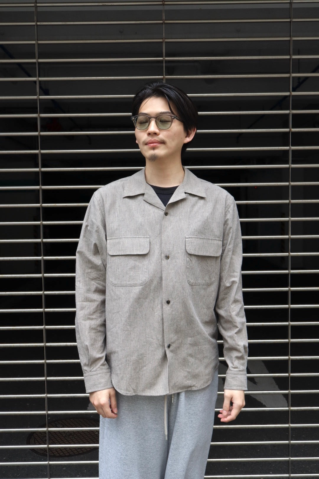 SUGARHILL(シュガーヒル)のLINEN OPEN-COLLAR SHIRT GRAY STRIPEの通販