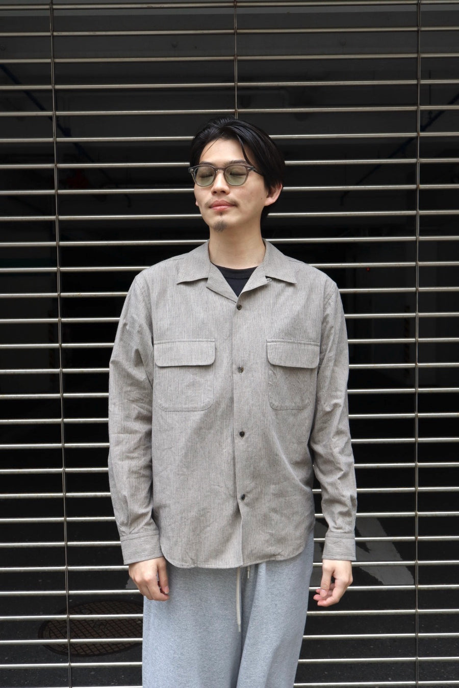 SUGARHILL(シュガーヒル)のLINEN OPEN-COLLAR SHIRT GRAY STRIPEの通販