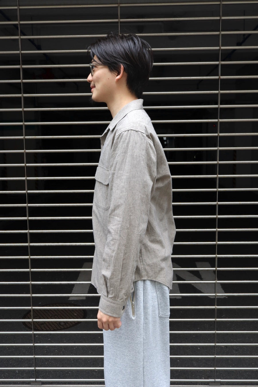 SUGARHILL(シュガーヒル)のLINEN OPEN-COLLAR SHIRT GRAY STRIPEの通販