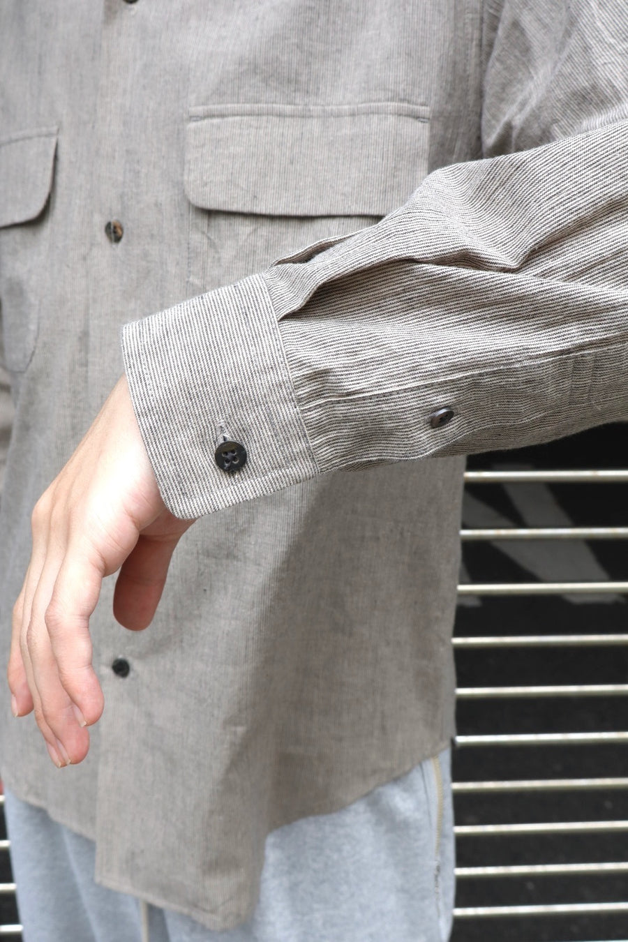 SUGARHILL(シュガーヒル)のLINEN OPEN-COLLAR SHIRT GRAY STRIPEの通販