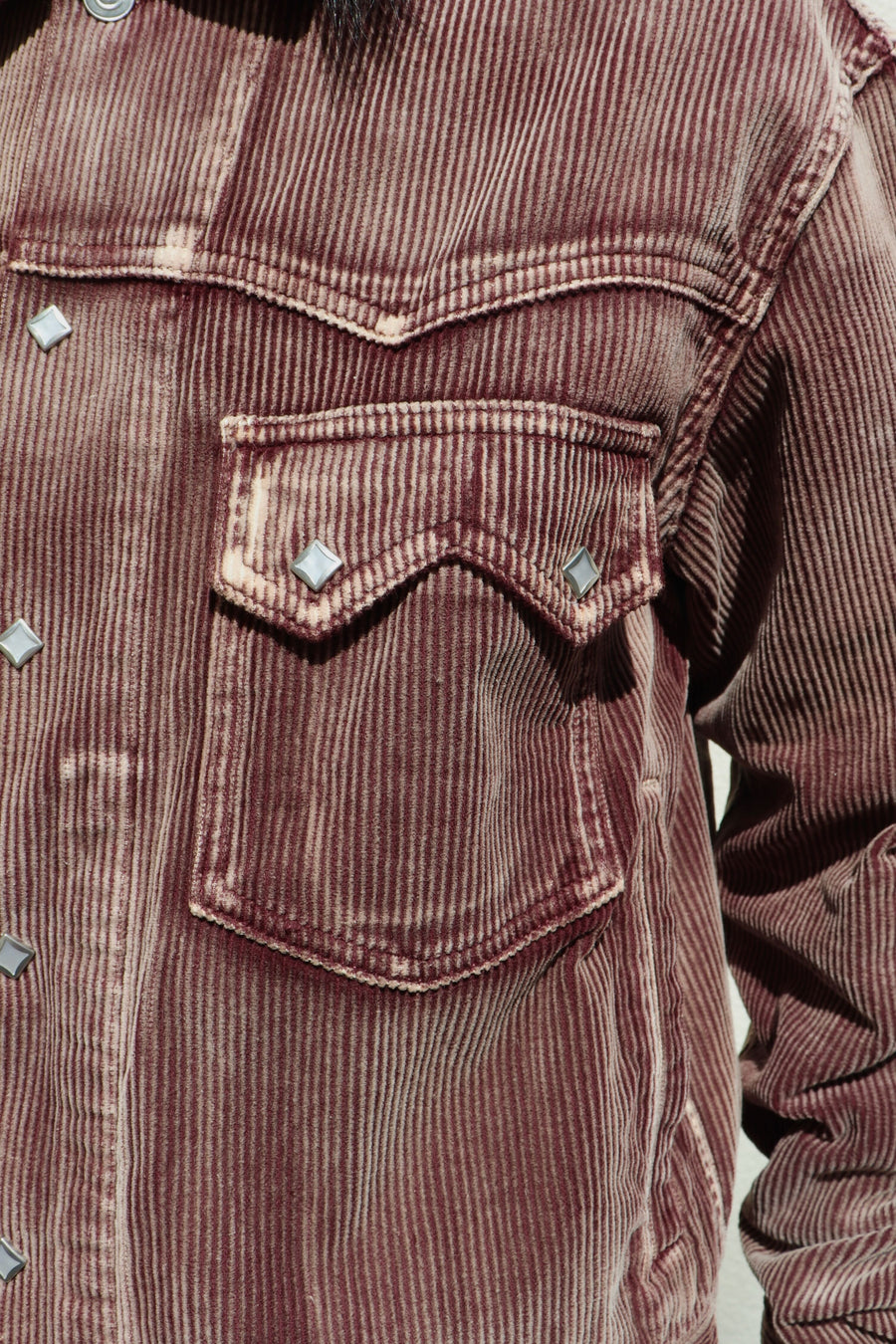 soe  Faded Corduroy Western Jacket(BURGUNDY)