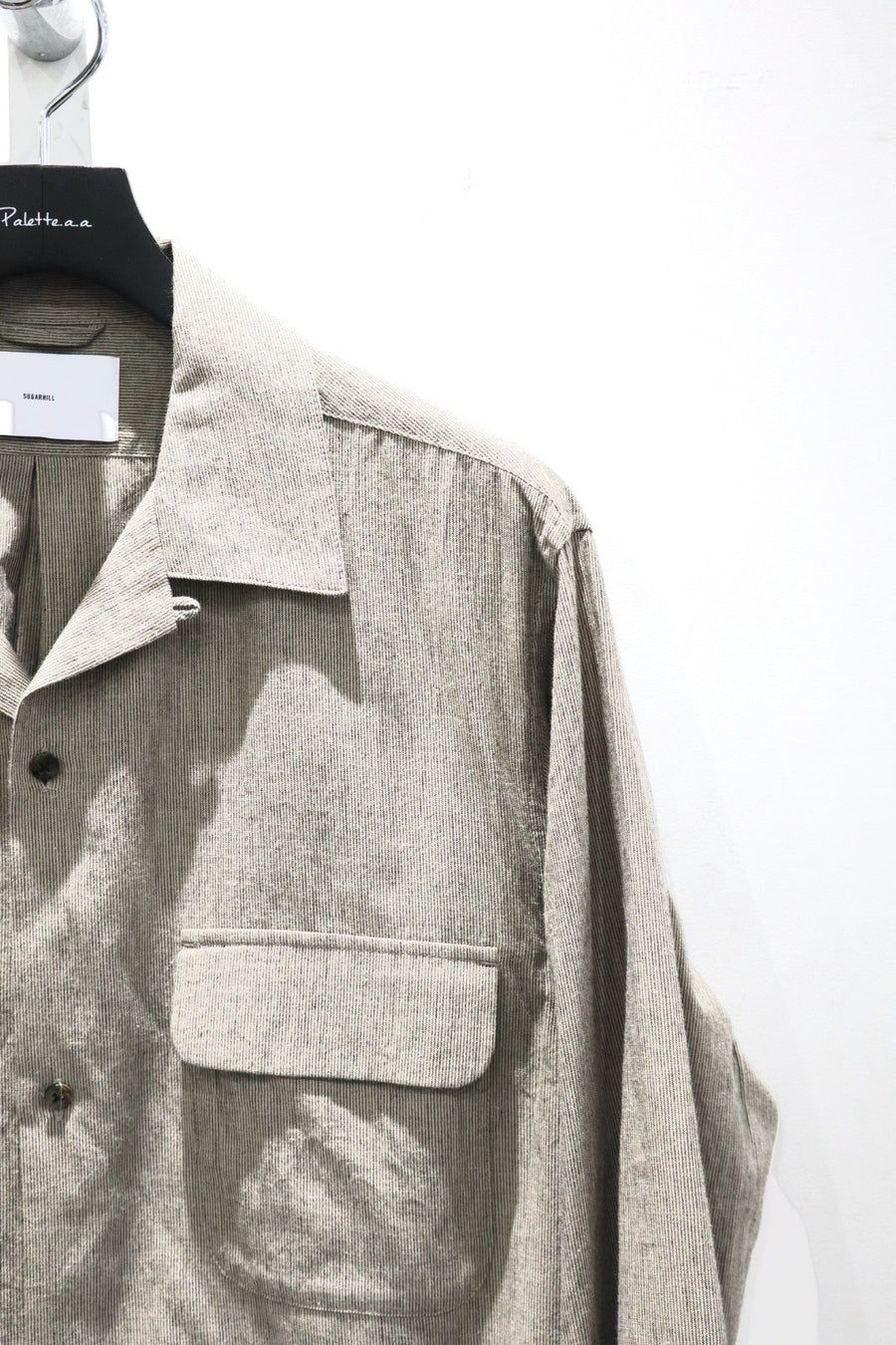 SUGARHILL(シュガーヒル)のLINEN OPEN-COLLAR SHIRT GRAY STRIPEの通販