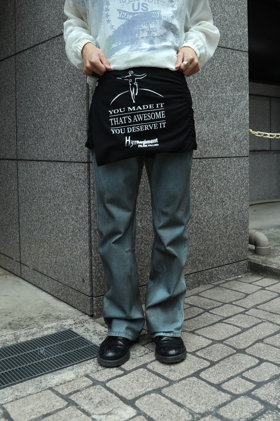 FILME FILLED  T Wrap Skirt(BLACK)