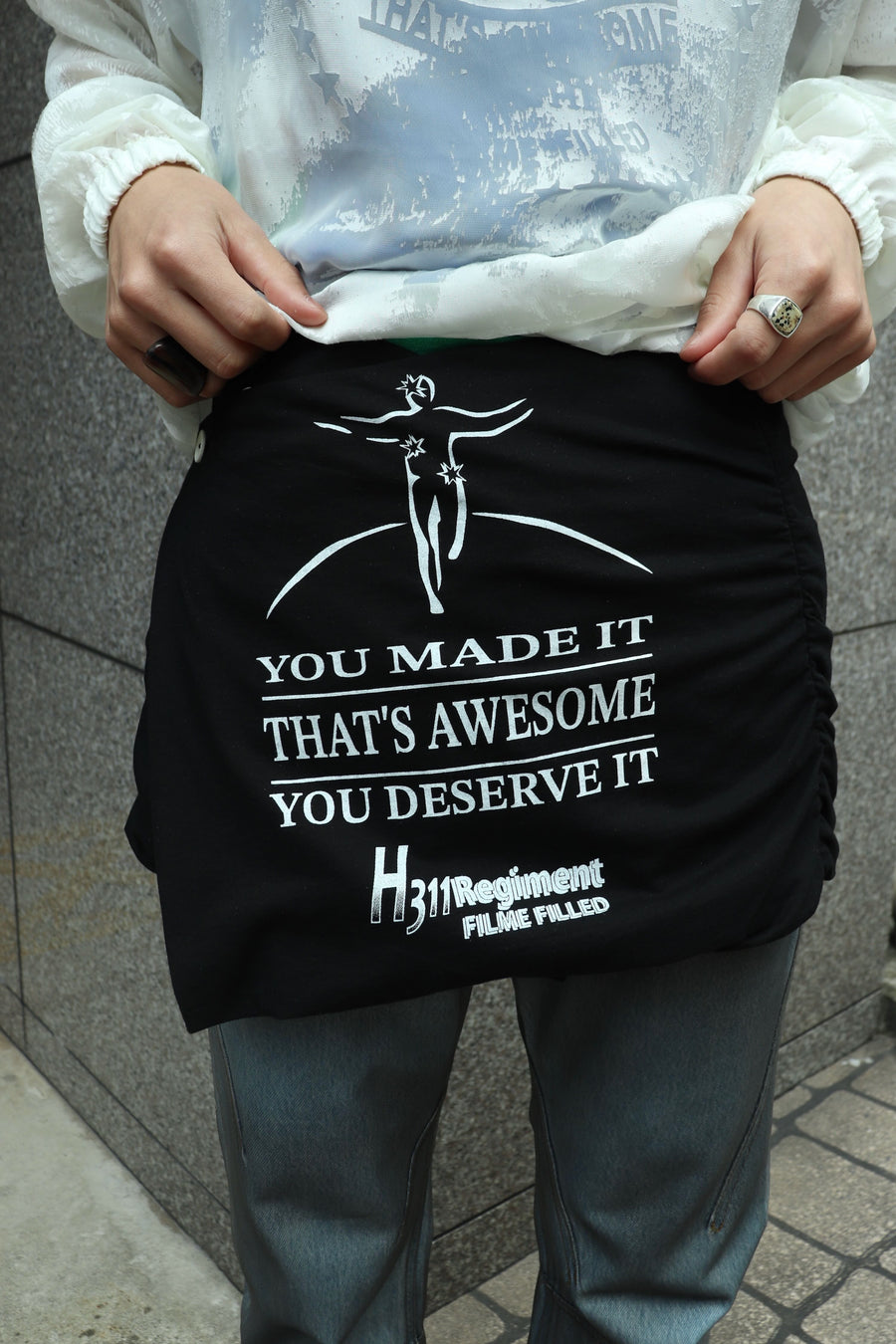 FILME FILLED  T Wrap Skirt(BLACK)