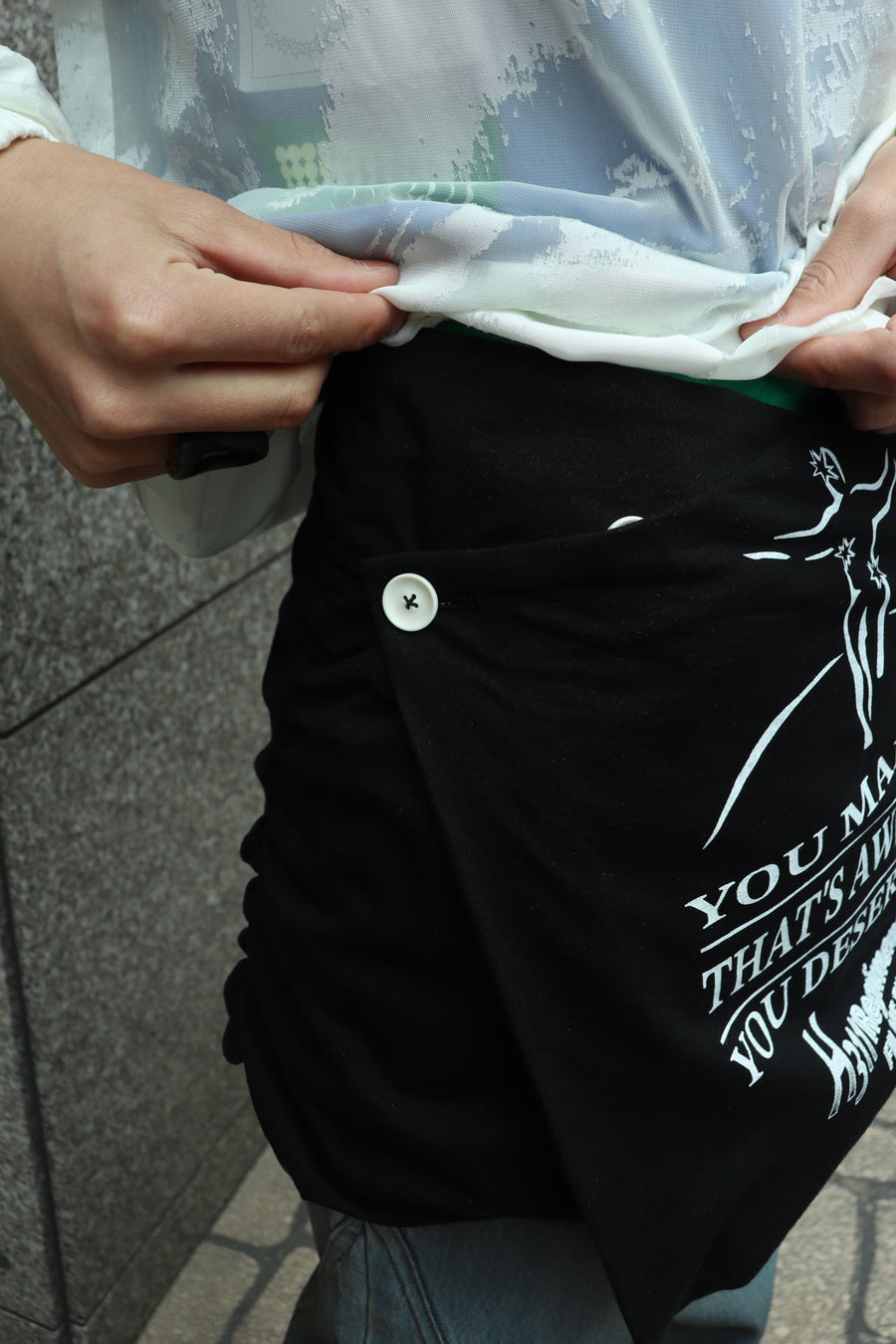 FILME FILLED  T Wrap Skirt(BLACK)