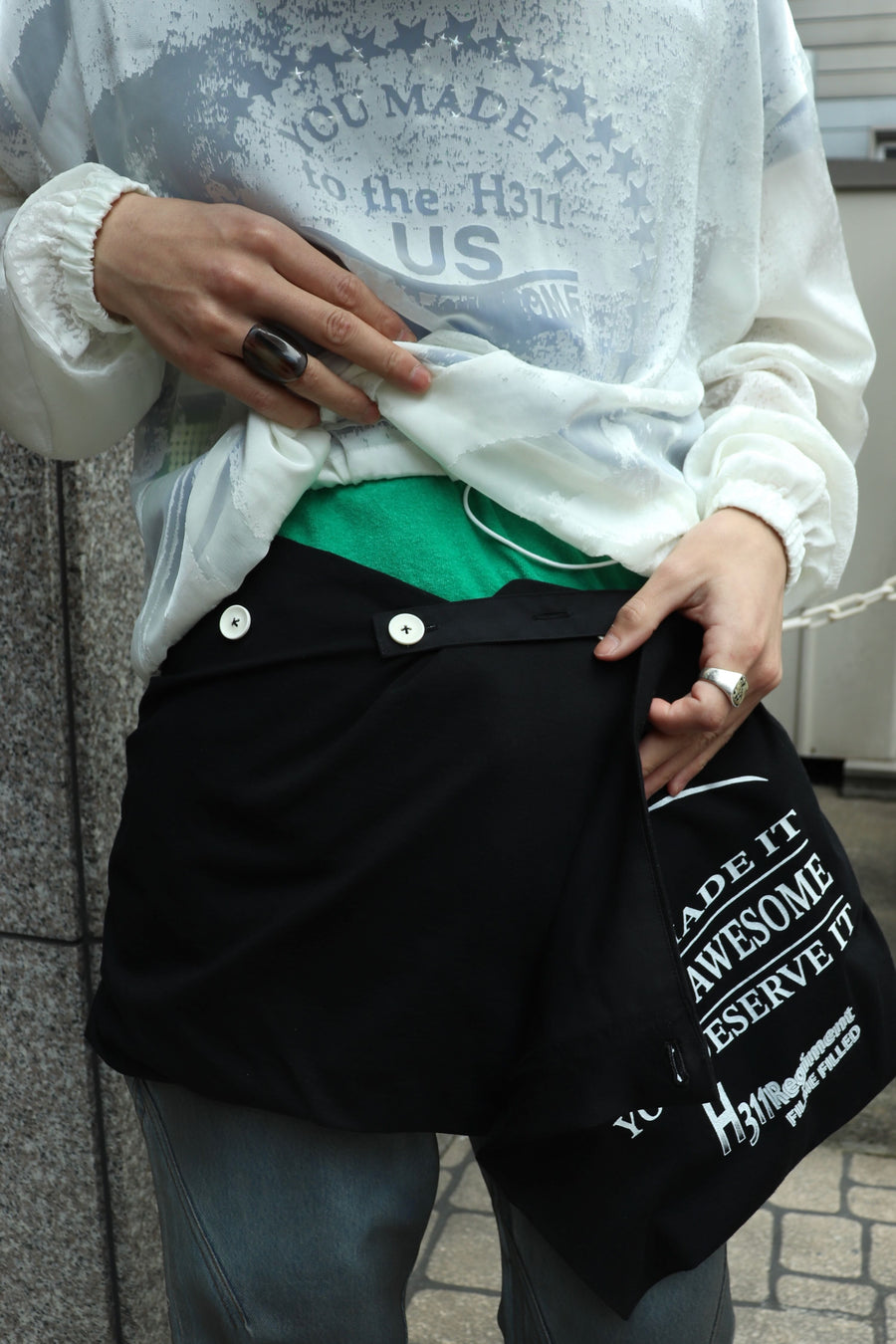 FILME FILLED  T Wrap Skirt(BLACK)