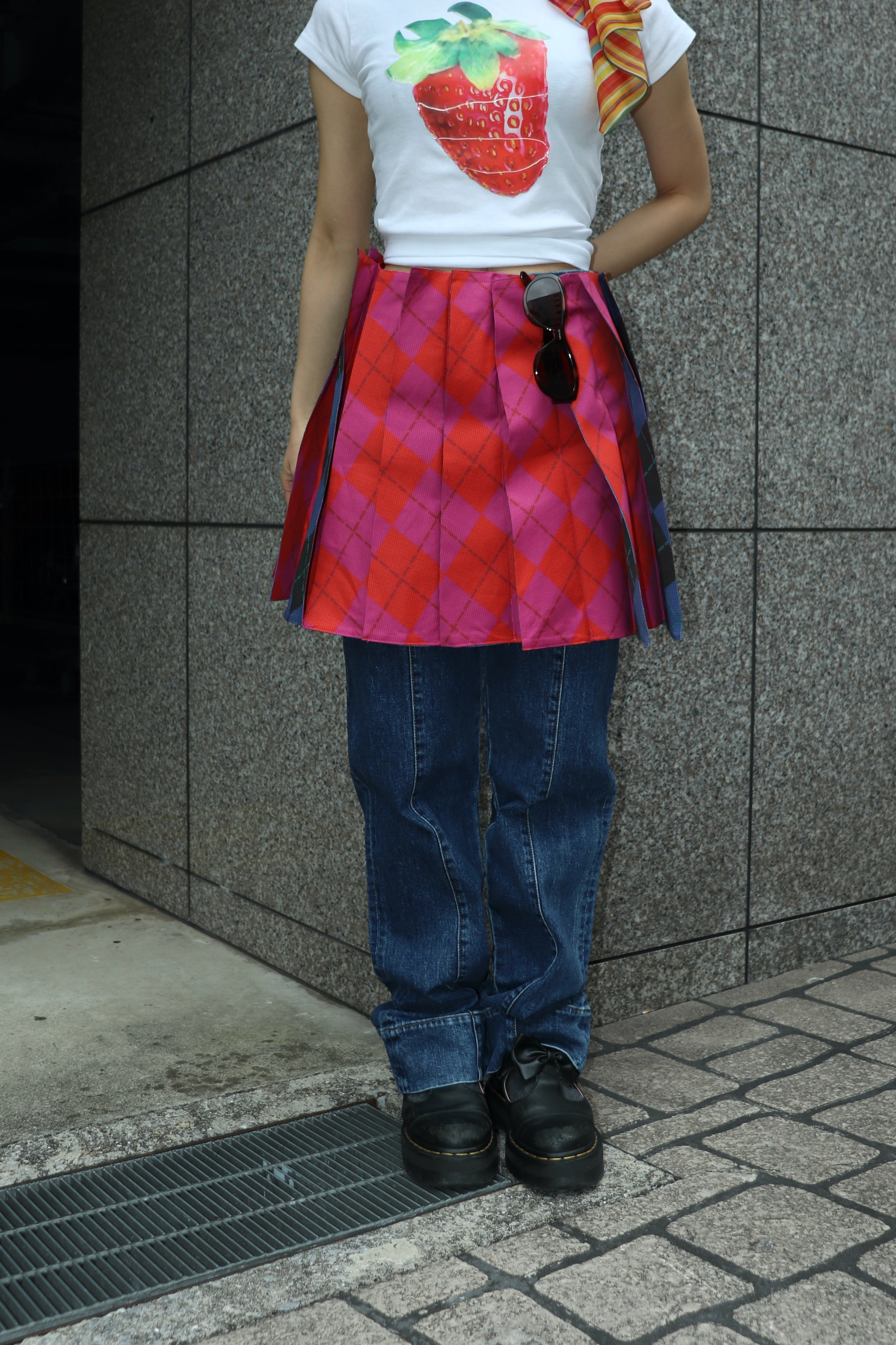 LEEANN HUANG(リーアン ホアン)のARGLYE FLIP PLEAT MINI SKIRT PINK