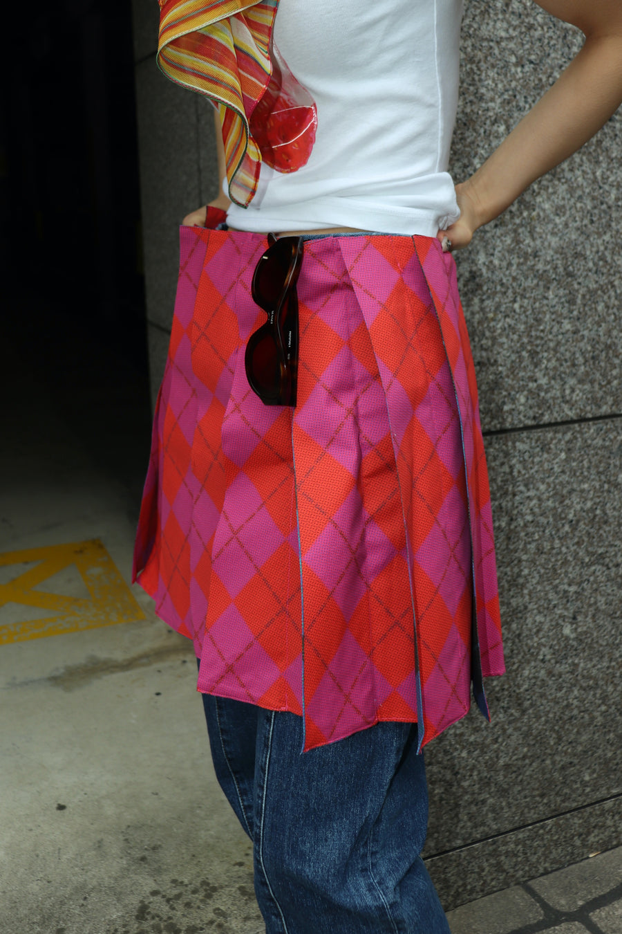 LEEANN HUANG(リーアン ホアン)のARGLYE FLIP PLEAT MINI SKIRT PINK