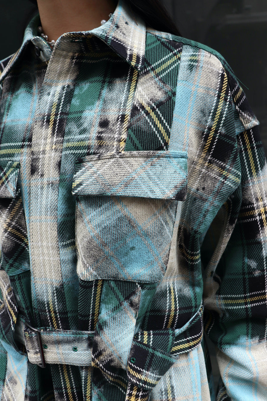 BELPER  FOGGY PLAID SHIRT JACKET(GREEN)