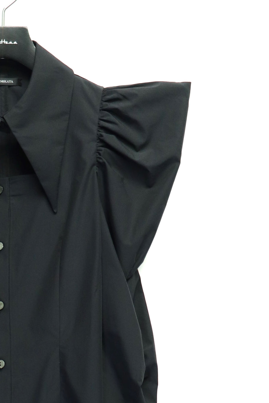 SHIORI MIKATA  square cut puff-sleeve shirts(BLACK)