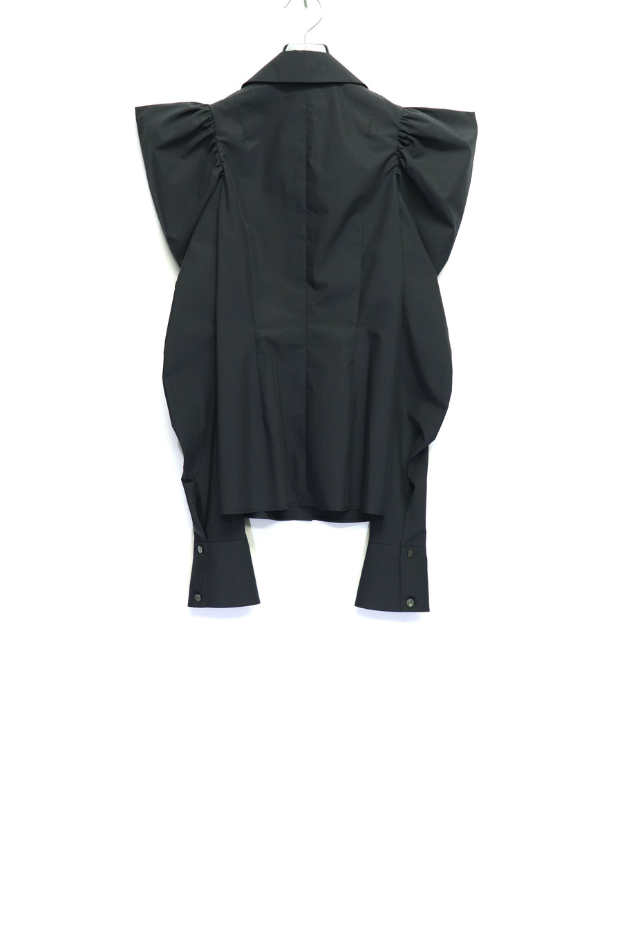 SHIORI MIKATA  square cut puff-sleeve shirts(BLACK)