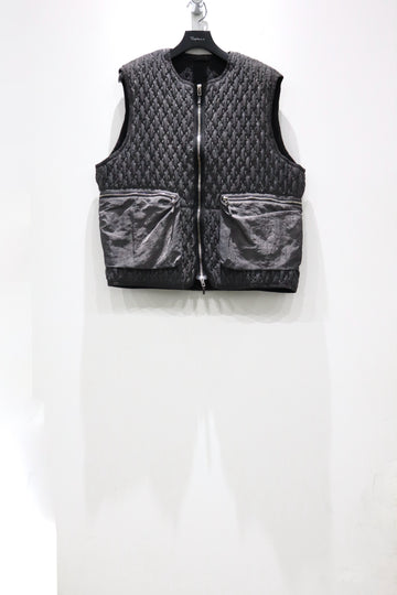 NULABEL  GARMENT DYED CONTRACTION QUILTED VEST