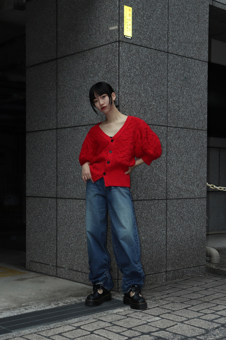 【25ss先行予約】BELPER  2025ss PUFF KNIT CARDIGAN(RED) ※1月入荷予定予約品