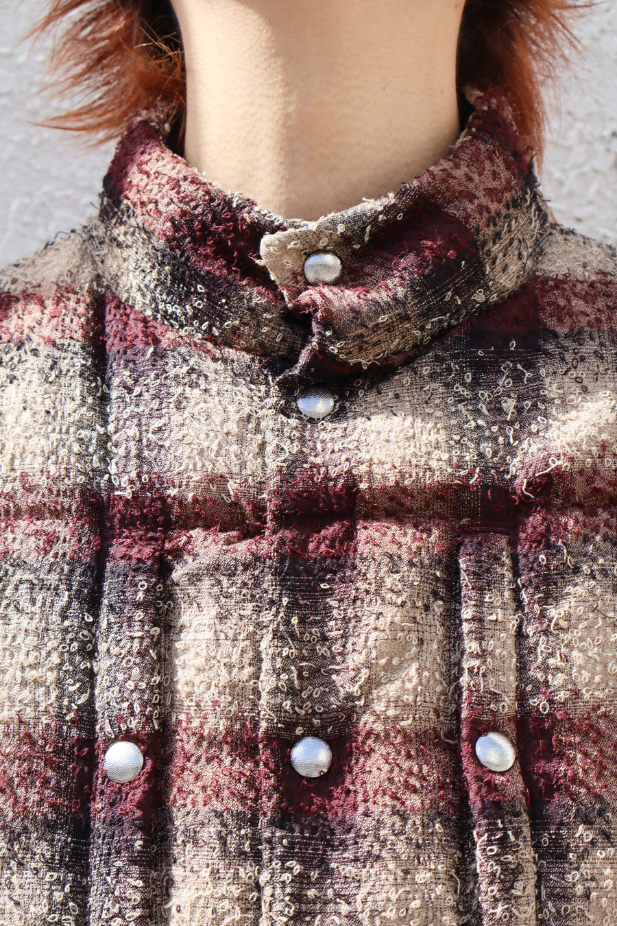 SUGARHILL  PLAID PUFFER REVERSIVLE VEST(WINE RED × BLACK)